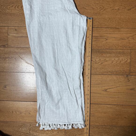 J.Crew Eyelet beach pant with tassels CA881 SZ XL White Beach Vacation Pool - Picture 10 of 10